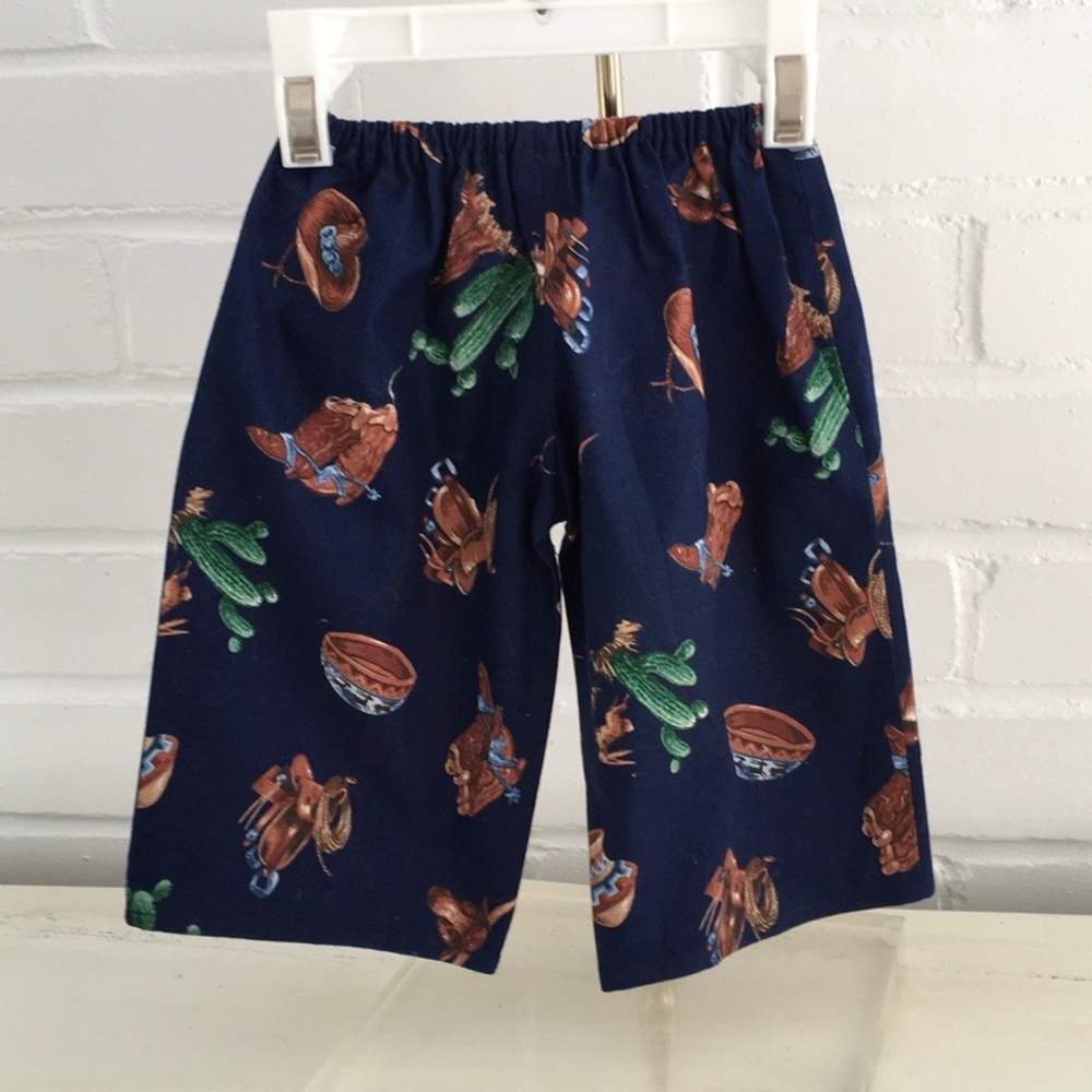 Boys Handmade Navy Cowboy Print Shorts Ages 1yr-2yr